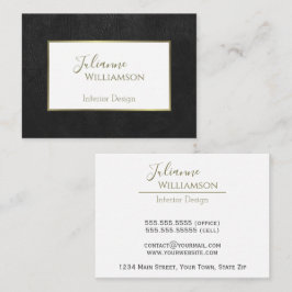 Classy Black Faux Leather med Guld Ram Elegant Visitkort