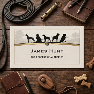 Classy Black Gold Dog Trainer Puppy Business Card Visitkort
