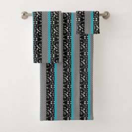Classy Black/Grått och Aqua Towel Set