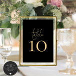 Classy Black Guld Bröllop Bordsnummer<br><div class="desc">Skriptet Classy Black Guld Bröllop Bord är inställt i ett handskrivet stil-skript och ditt bordsnummer under. Anpassa numret enkelt. Samma design finns på andra sidan och uppdateras samtidigt när du ändrar numret. Lägg till i kundvagnen separat för varje bordsnummer när du ändrar den.</div>