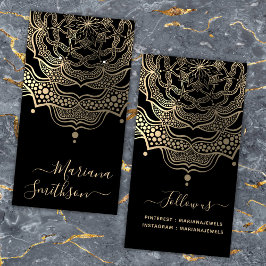Classy Black & Guld Mandala Earring Visning Cards Visitkort