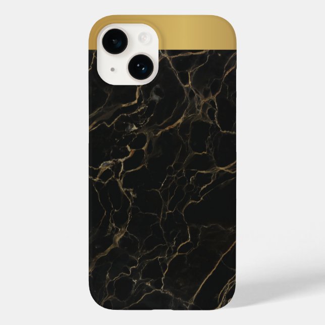 Classy Black Guld Marble Mönster iPhone/Android (Baksida)
