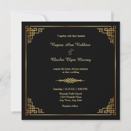 Classy Black Guld Ram Formal Wedding Investigation Inbjudningar