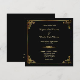 Classy Black Guld Ram Formal Wedding Investigation Inbjudningar