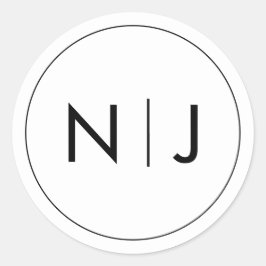 Classy Black Initialer Monogram Bröllop Runt Klistermärke