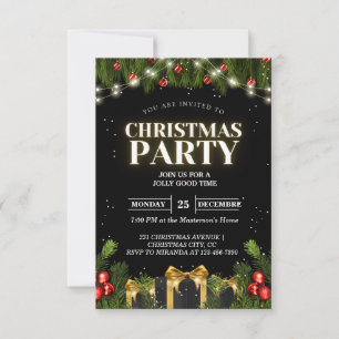 Classy Black-julfestinbjudan Inbjudningar