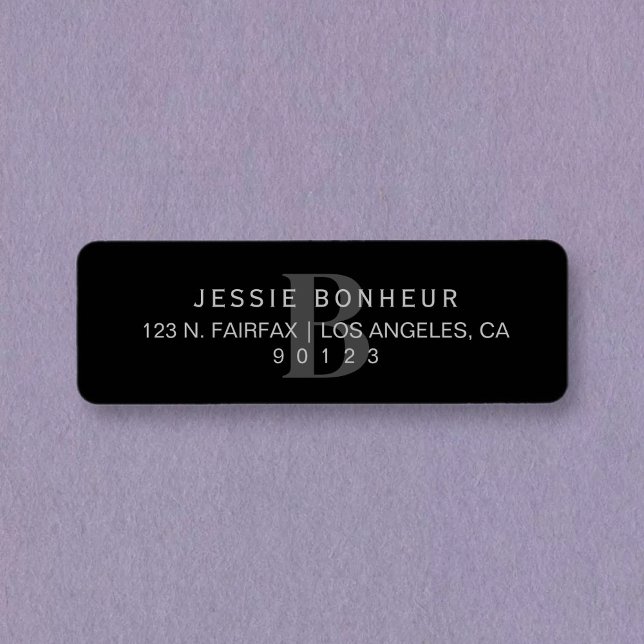 Classy Black & Light Mörk Grått Returadress Etikett (Skapare uppladdad)