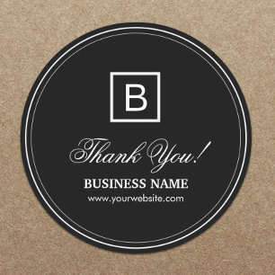 Classy Black Monogram Business Tack Stickers Runt Klistermärke