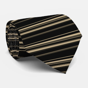 Classy Black och Beige Stripe Mönster Slips