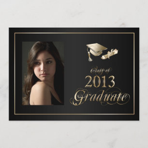 Classy Black och Guld 2013 Student Photo Inbjudan
