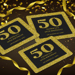 Classy Black och Guld Glitter 50:e Födelsedagsfest Underlägg Papper Kvadrat<br><div class="desc">Klassens 50:e Födelsedagsfest-fördel - Gör din 50:e födelsedag eller milstolpe-födelsedagsfest för vuxen oförglömlig med vår klass,  elegant svart och guld glitter party favors. De här färgerna är perfekter för att göra din födelsedag mer elegant. De är formade med 50-typografi i guld glitter på svart för ett glam.</div>