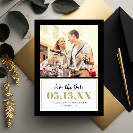 Classy Black och Guld Photo Save Date