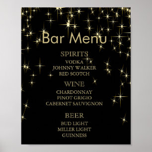 Classy Black och Guld Starlight- Pub Menu Poster