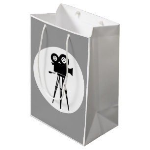 CLASSY BLACK OCH WHITE MOVIE CAMERA MED TRIPOD
