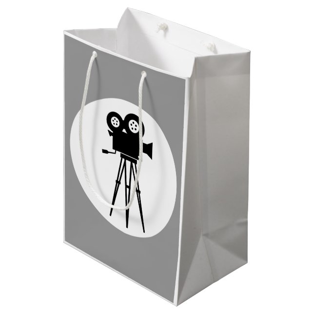 CLASSY BLACK OCH WHITE MOVIE CAMERA MED TRIPOD (Framsidan Vinklad)