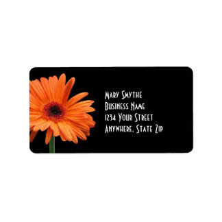 Classy Black & Orange Gerbera Daisy Adressetikett