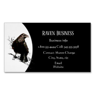 Classy Black Raven Bird Business Service Shop Magnetiska Visitkort