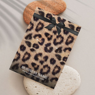 Classy Black Ribbon Leopard Print Earring Holder Visitkort