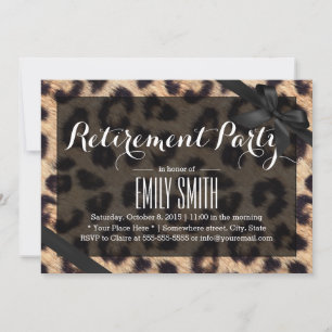 Classy Black Ribbon Leopard Skriv ut Pension Party Inbjudningar