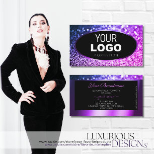 Classy Black Rosa Lila Gnistra Glitter med Logotyp Visitkort