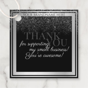 Classy Black & Silver med Glitter Rain Packaging Gåvor Etiketter