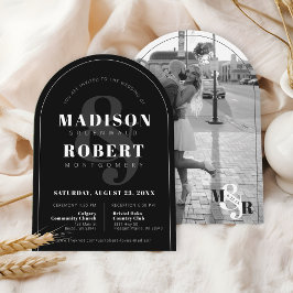 Classy Black & White Ampersand Photo Arch Bröllop Inbjudningar