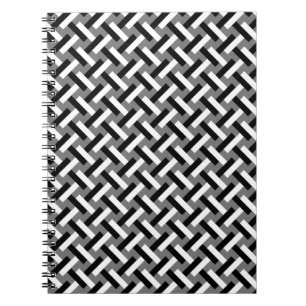 Classy Black & White Art Deco Herringbone Mönster Anteckningsbok