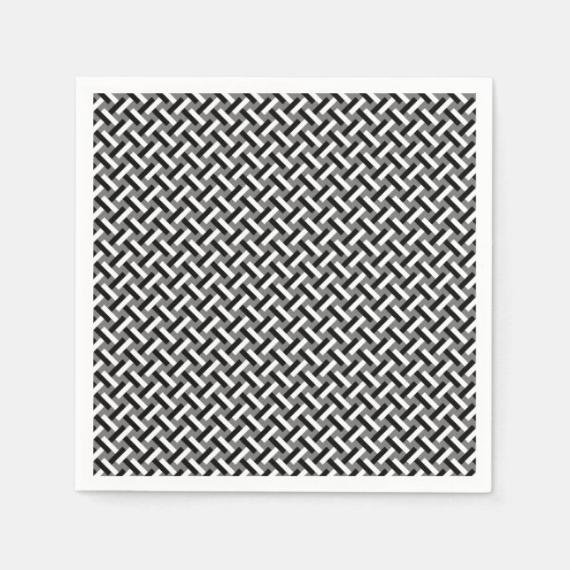 Classy Black & White Art Deco Herringbone Mönster Pappersservett (Framsidan)