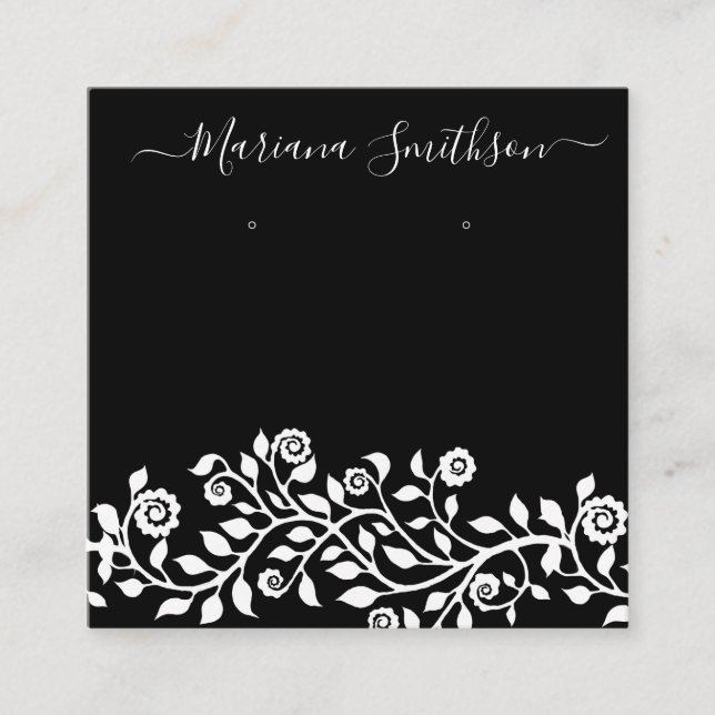 Classy Black White Large Earrings Visning Cards Fyrkantigt Visitkort (Framsida)