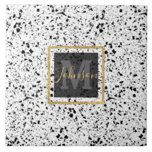 Classy Black White Marble Terrazzo Kakelplatta