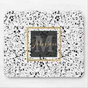 Classy Black White Marble Terrazzo Musmatta