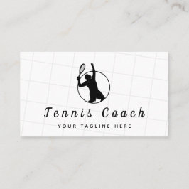 Classy Black & White Tennis Coach Professionell Visitkort