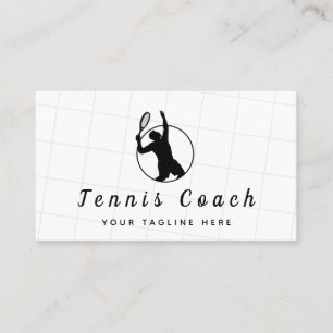Classy Black & White Tennis Coach Professionell Visitkort