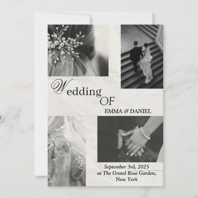 Classy Black & White Wedding-inbjudan Inbjudningar (Framsida)