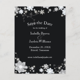 Classy Black + White Winter Wedening Spara datumet Meddelande Vykort