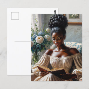 Classy Black Woman Läser A Bok Vykort