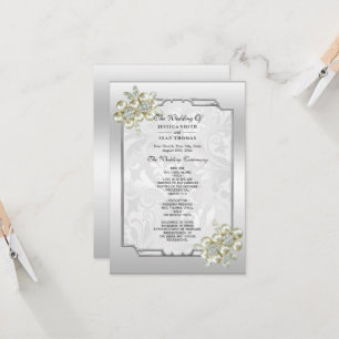 Classy Blommigt Gem, Silver Framed Bröllopsprogram