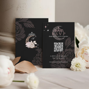 Classy Blommigt Måne Stars Tiara Quinceañera QR-ko OSA Kort