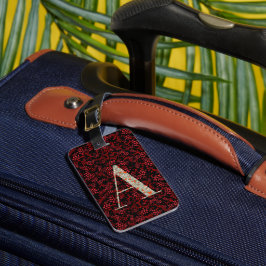 Classy Blommigt Monogrammed Brev A mörk röd Bagagebricka