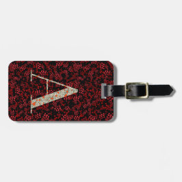 Classy Blommigt Monogrammed Brev A mörk röd Bagagebricka