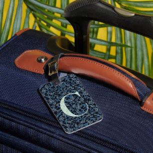 Classy Blommigt Monogrammed Brev C blue Bagagebricka