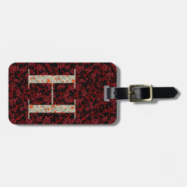 Classy Blommigt Monogrammed Brev H mörk Red Bagagebricka