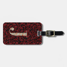 Classy Blommigt Monogrammed Brev J mörk Red Bagagebricka