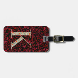 Classy Blommigt Monogrammed Brev K mörk röd Bagagebricka