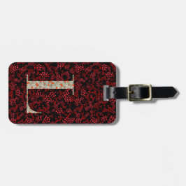 Classy Blommigt Monogrammed Brev L mörk röd Bagagebricka