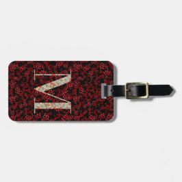 Classy Blommigt Monogrammed Brev M mörk röd Bagagebricka