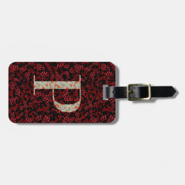 Classy Blommigt Monogrammed Brev P mörk Red Bagagebricka