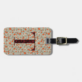 Classy Blommigt Monogrammed Brev T grönt röd Bagagebricka