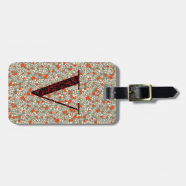 Classy Blommigt Monogrammed Brev V grönt röd Bagagebricka