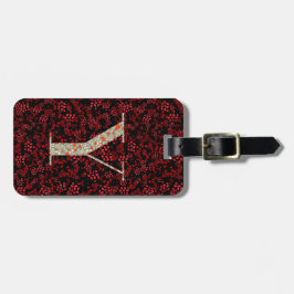 Classy Blommigt Monogrammed Brev Y mörk Red Bagagebricka